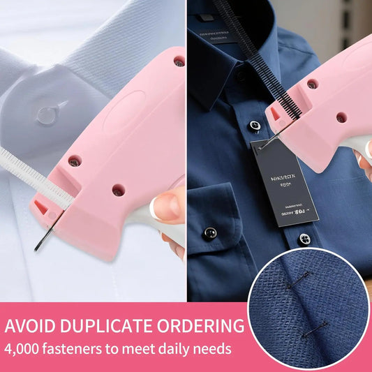 Quick Clothing Fixer diy clothing Garment Repair Tool Clothing Label tool 4000 Fasteners (2000 White + 2000 Black) Clothing Label Gun 6 Needles Quick Stitch Cloth Fixer Pink