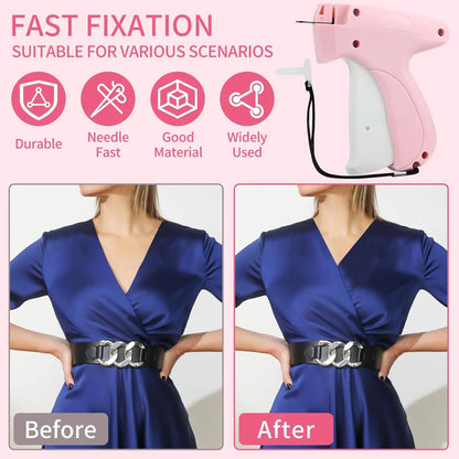Quick Clothing Fixer diy clothing Garment Repair Tool Clothing Label tool 4000 Fasteners (2000 White + 2000 Black) Clothing Label Gun 6 Needles Quick Stitch Cloth Fixer Pink