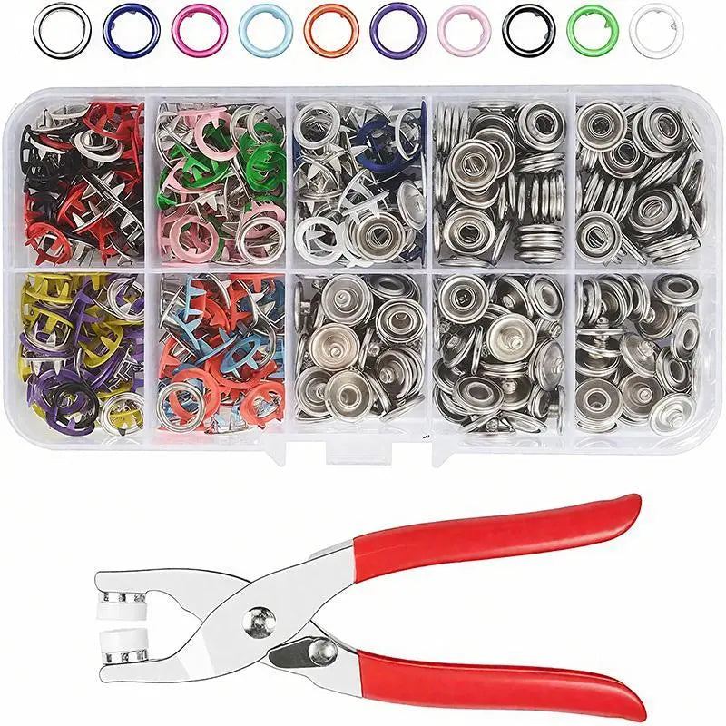 804 Count Snap Fasteners Tool Kit Hollow and Solid Metal Prong Snaps Buttons with Setting Tool for Clothing Crafting Sewing,Leather Snaps Buttons for Jeans Wears Bags