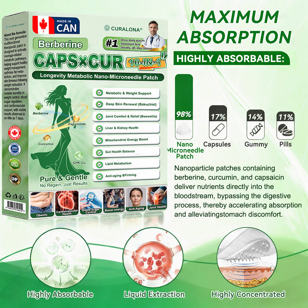 🔥 Curalona® Enhanced 10-in-1 Microneedle Patches — A Synergistic Blend of Berberine and NAD+ to Support Metabolic Health, Promote Skin Renewal, and Alleviate Joint Discomfort — Visible Results in 7 Days