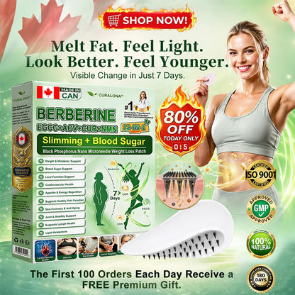 Official Brand Badge Store | Curalona® Black Phosphorus Nanoneedle Slimming Patch — 12-in-1 Formula: Berberine + NMN + Apple Cider Vinegar | Promotes Fat Burning | Visible Results in Just 7 Days!