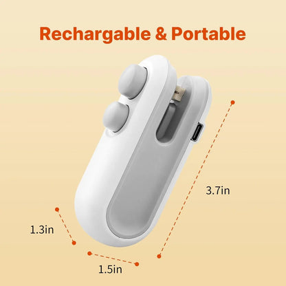 2026 New Upgraded Mini Bag Sealer 2 in 1 Rechargeable Chip Bag Sealer with Cutter and Magnet Portable Handheld USB C Heat Sealer Resealer Machine for Snack Plastic Bags Food Storage