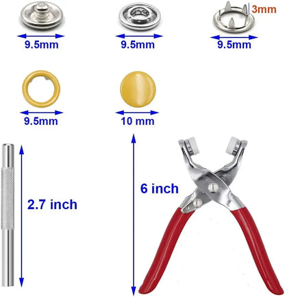 804 Count Snap Fasteners Tool Kit Hollow and Solid Metal Prong Snaps Buttons with Setting Tool for Clothing Crafting Sewing,Leather Snaps Buttons for Jeans Wears Bags