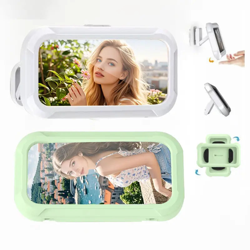 All-round Shower Phone Holder 360° Rotating Fits 4"–7" Phones Wall-mounted for Convenience & Security White Protective Stand Adjustable Viewing Angle Durable Sponge Padding No-Drill Installation