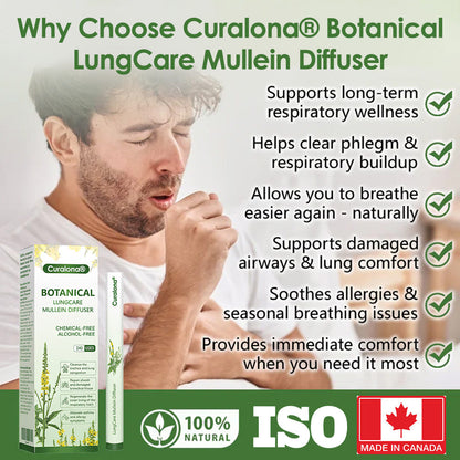 Curalona® Botanical LungCare Mullein Diffuser — Fast, Gentle Breathing Support for Cough, Phlegm & Chest Tightness