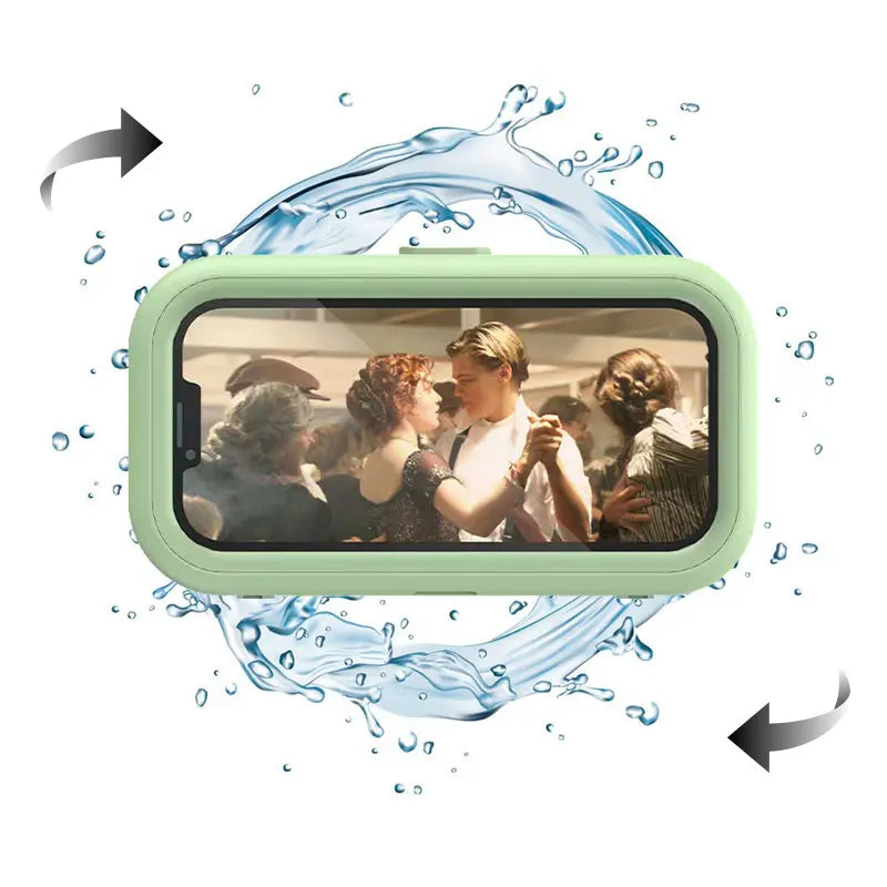 All-round Shower Phone Holder 360° Rotating Fits 4"–7" Phones Wall-mounted for Convenience & Security White Protective Stand Adjustable Viewing Angle Durable Sponge Padding No-Drill Installation