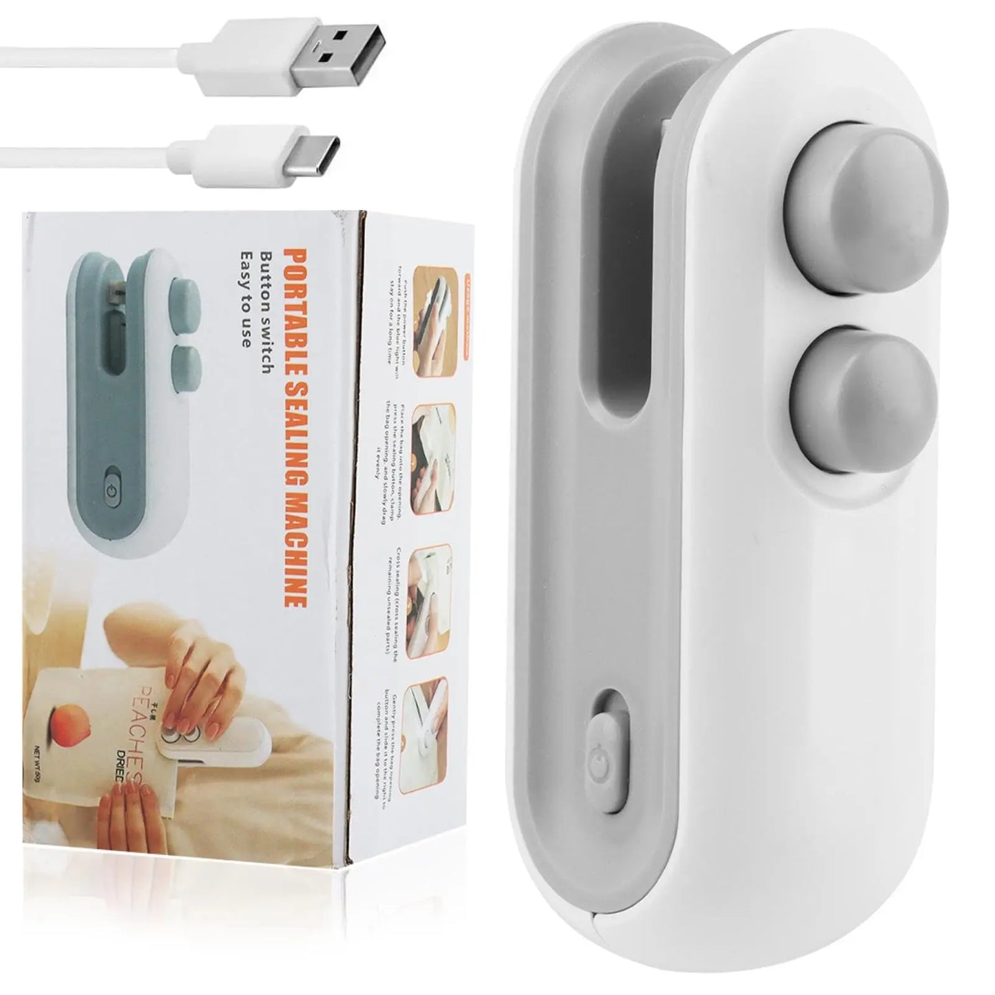 2026 New Upgraded Mini Bag Sealer 2 in 1 Rechargeable Chip Bag Sealer with Cutter and Magnet Portable Handheld USB C Heat Sealer Resealer Machine for Snack Plastic Bags Food Storage