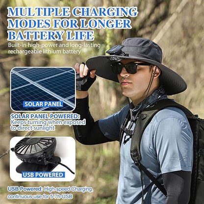 Last Day 75% OFF🔥2026 Summer Hot Sale🔥 New Ultralight Solar Fan Sun Hat – Lighter Than a Baseball!⚾(Only 11oz)
