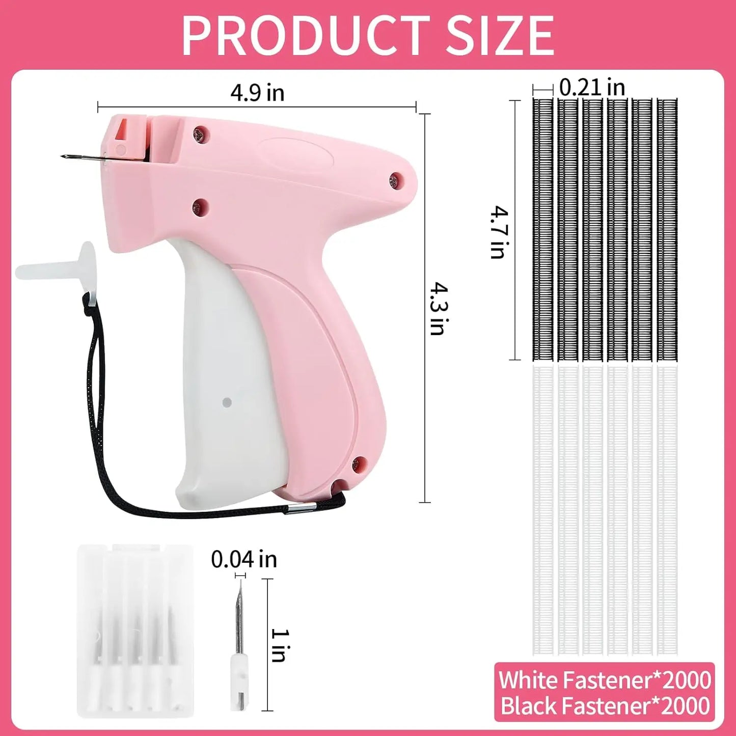 Quick Clothing Fixer diy clothing Garment Repair Tool Clothing Label tool 4000 Fasteners (2000 White + 2000 Black) Clothing Label Gun 6 Needles Quick Stitch Cloth Fixer Pink