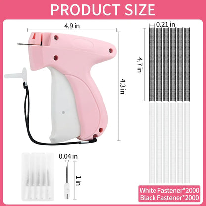 Quick Clothing Fixer diy clothing Garment Repair Tool Clothing Label tool 4000 Fasteners (2000 White + 2000 Black) Clothing Label Gun 6 Needles Quick Stitch Cloth Fixer Pink