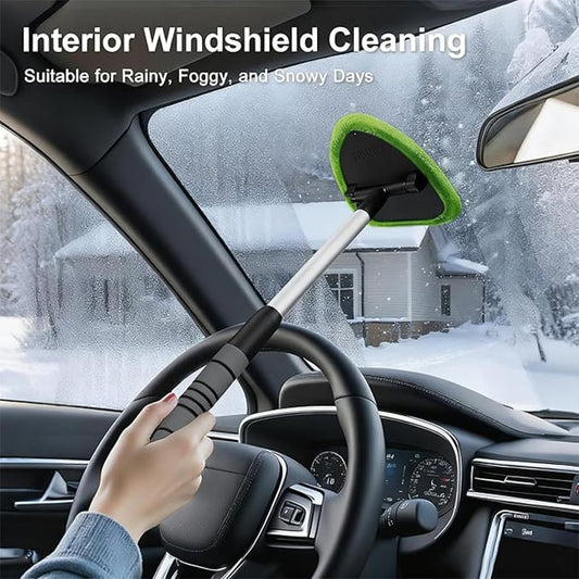 💥 💥  🔥  Windshield Cleaning Tool,  with 4 Reusable and Washable Microfiber Pads and Extendable Handle