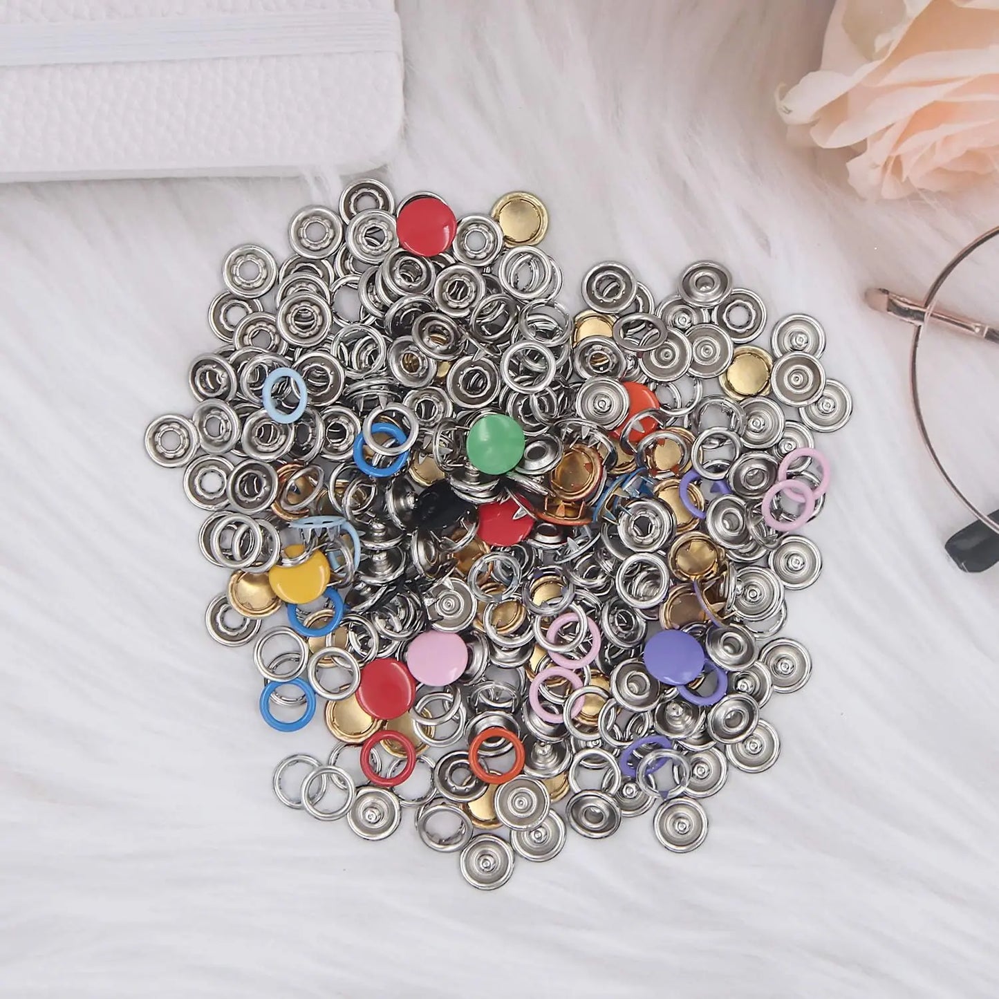 804 Count Snap Fasteners Tool Kit Hollow and Solid Metal Prong Snaps Buttons with Setting Tool for Clothing Crafting Sewing,Leather Snaps Buttons for Jeans Wears Bags