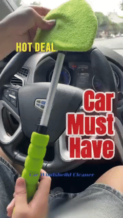 💥 💥  🔥  Windshield Cleaning Tool,  with 4 Reusable and Washable Microfiber Pads and Extendable Handle