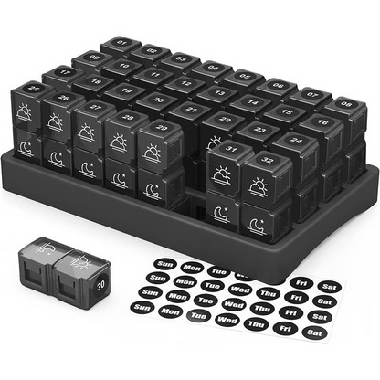 💊 Monthly AM/PM Pill Organizer – Twice-a-Day Medicine & Vitamin Storage with Stickers